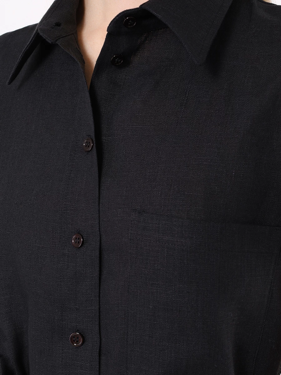 

Платье-рубашка льняное, Черный, D139/Linen/9101.900/SS24
