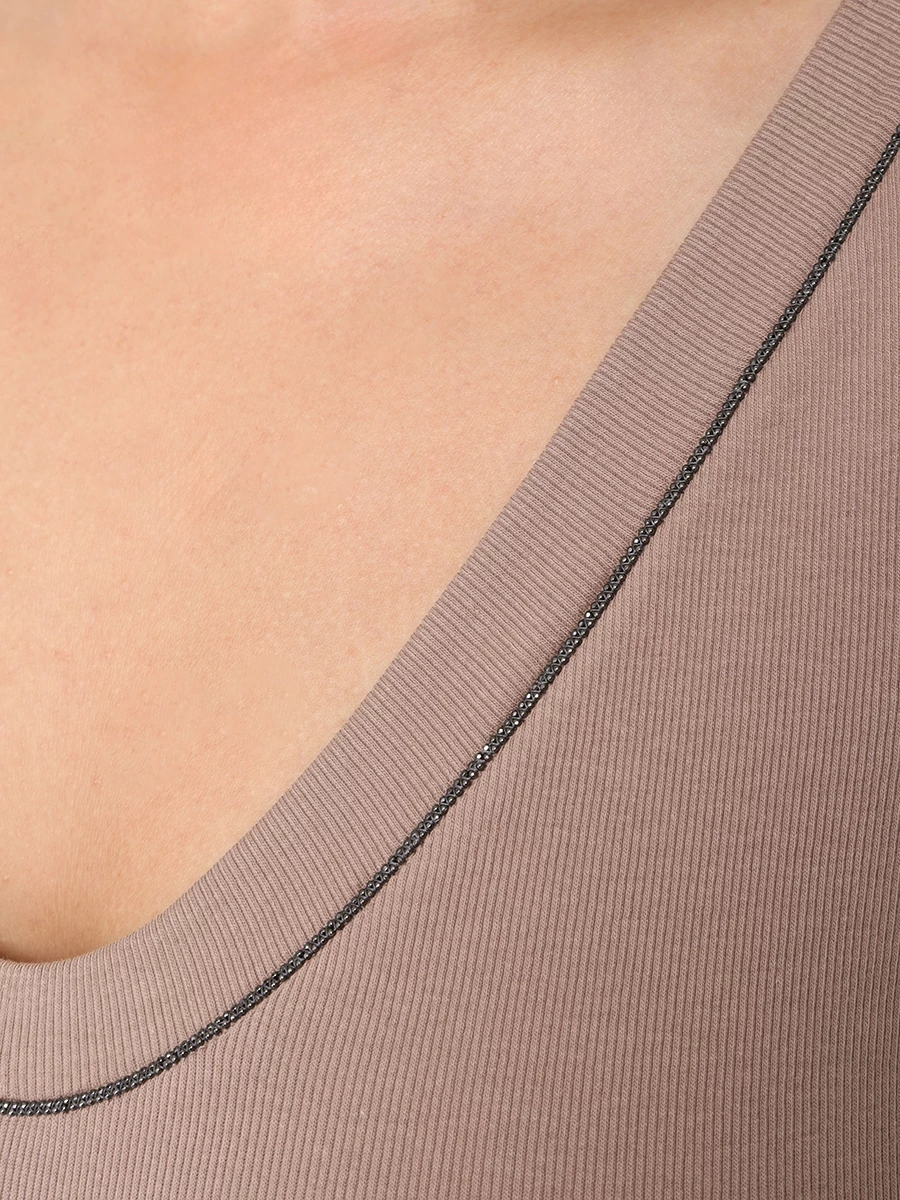 Топ хлопковый BRUNELLO CUCINELLI M0TC8JB312 C8944 Бежевый  Фото 6