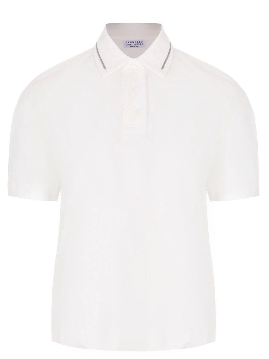 Поло хлопковое BRUNELLO CUCINELLI M0T63EM415 C7220 Белый 
