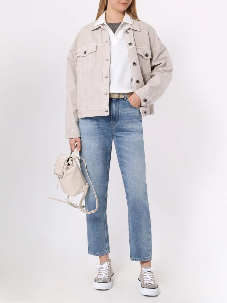 Поло хлопковое BRUNELLO CUCINELLI M0T63EM415 C7220 Белый  Фото 2