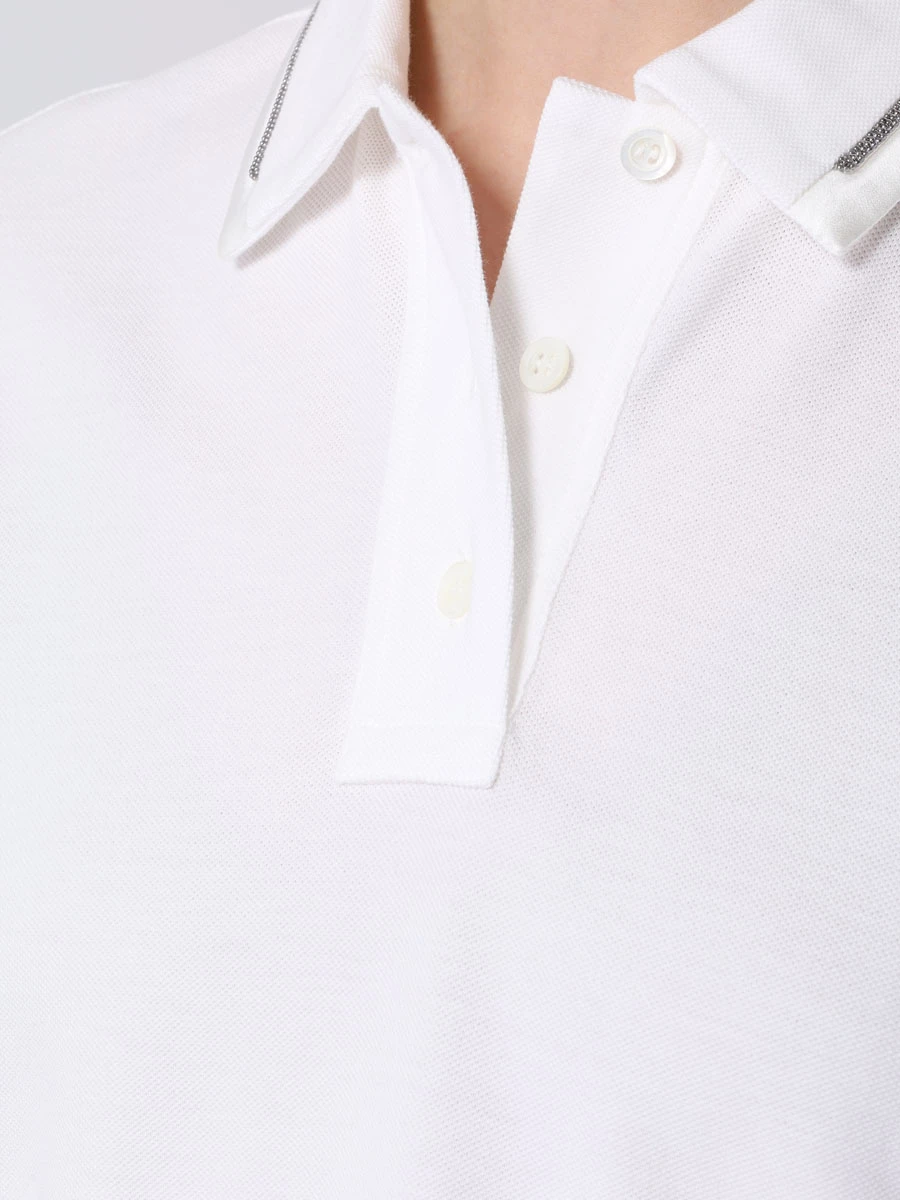 Поло хлопковое BRUNELLO CUCINELLI M0T63EM415 C7220 Белый  Фото 5