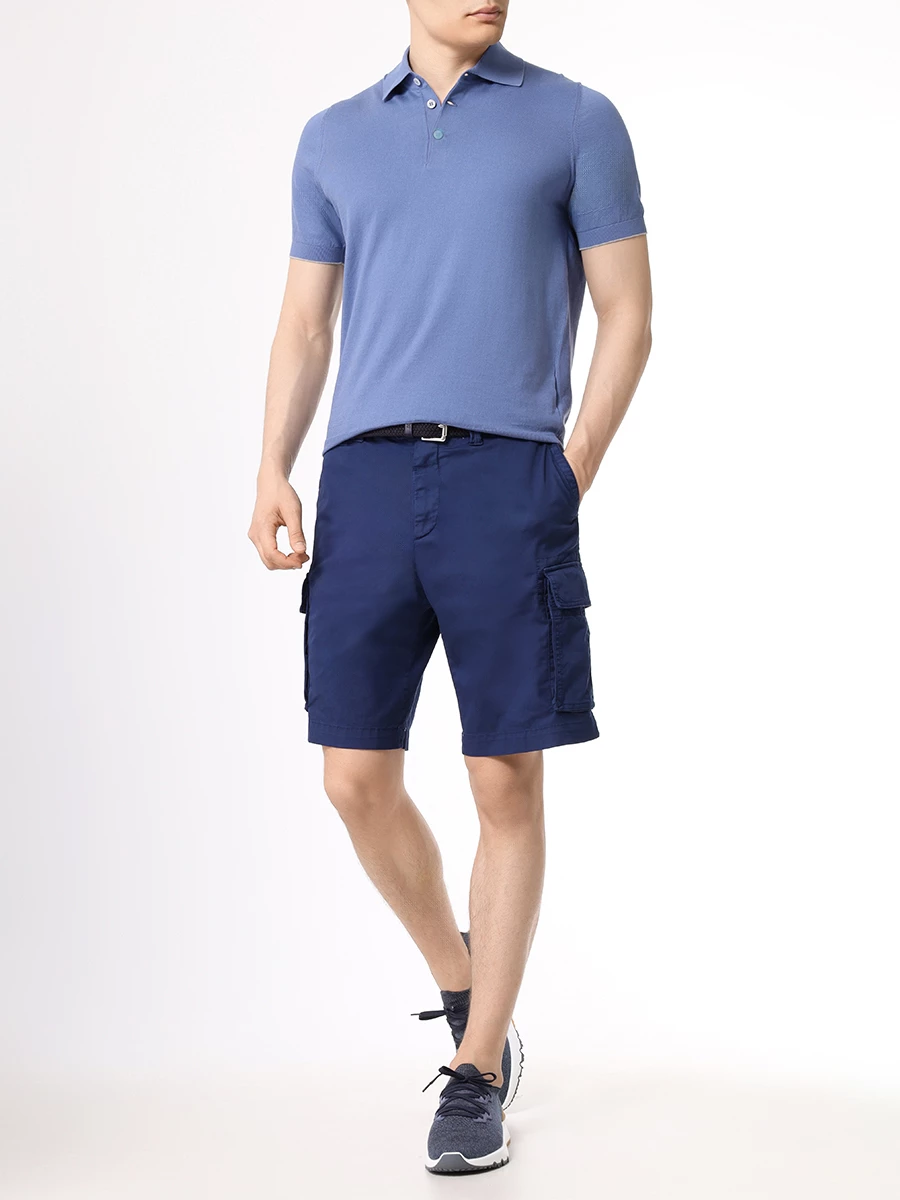 Поло хлопковое BRUNELLO CUCINELLI M29800125 CND15 Голубой  Фото 2