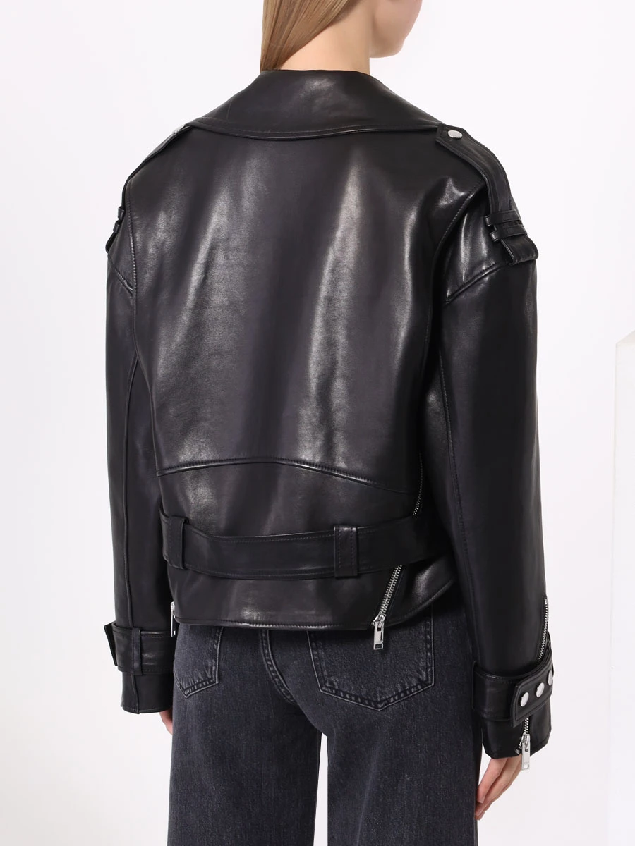 Куртка-косуха кожаная JACOB LEE WLJ081SS24B Черный  Фото 3