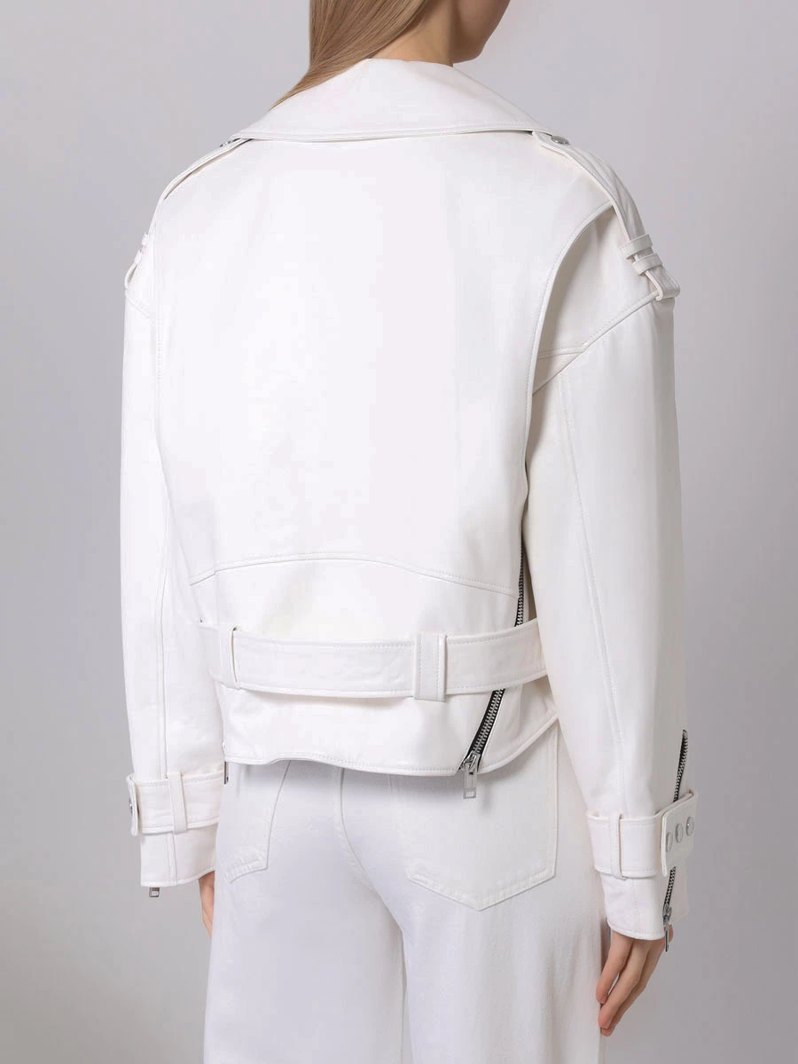 Куртка-косуха кожаная JACOB LEE WLJ081SS24PW Белый  Фото 3