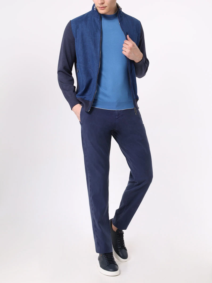 Кардиган на молнии FIORONI CASHMERE MTX28644E1 0002 Голубой  Фото 2