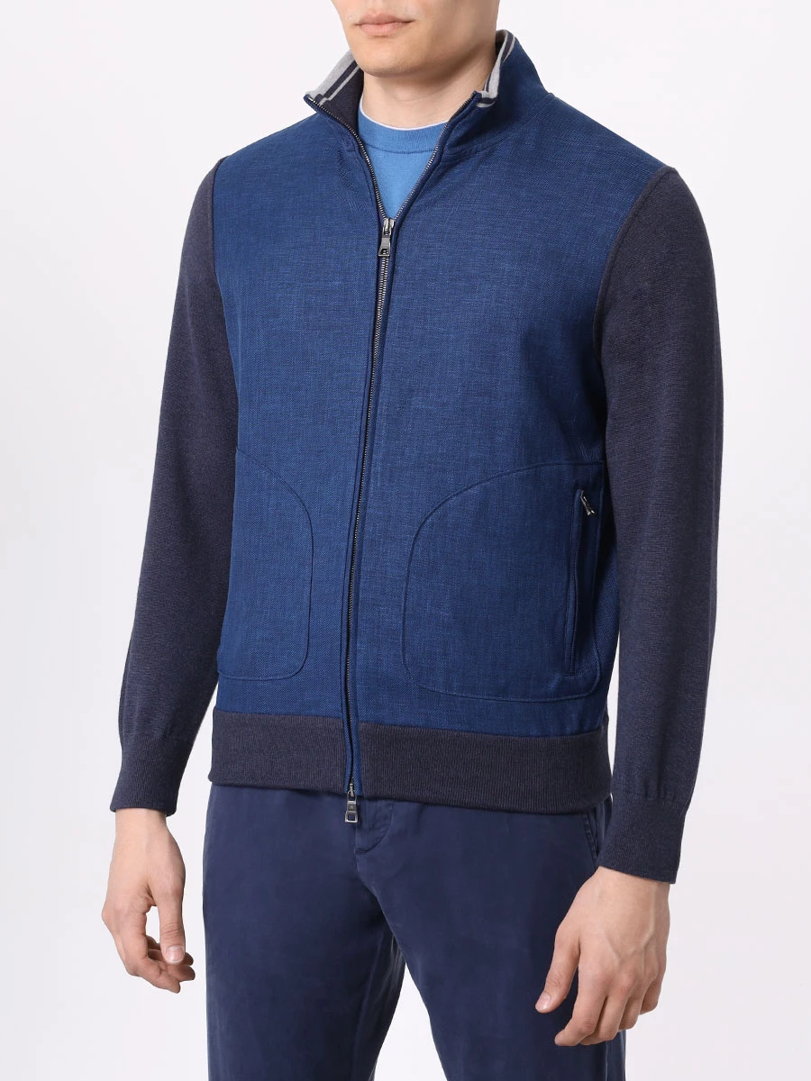 Кардиган на молнии FIORONI CASHMERE MTX28644E1 0002 Голубой  Фото 4