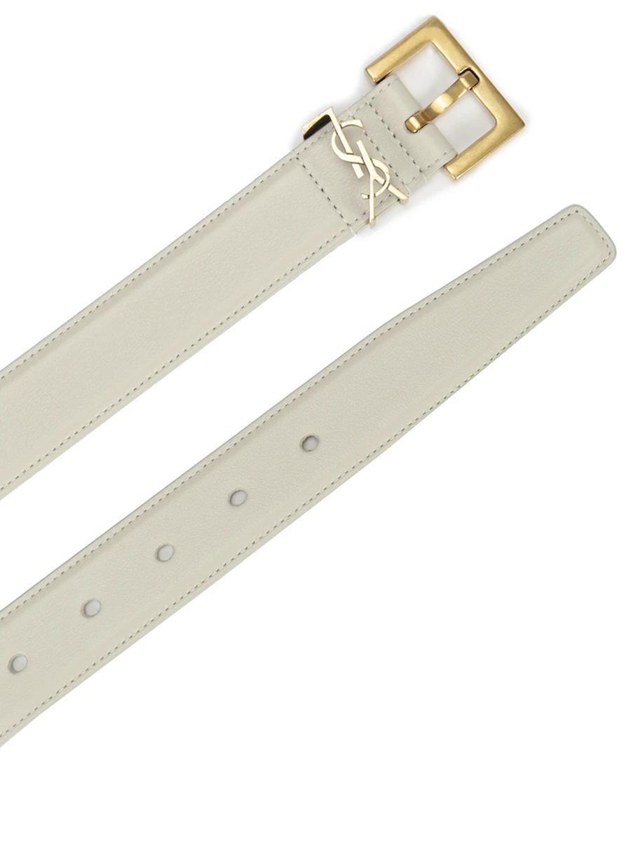 Ремень кожаный SAINT LAURENT 634437BOO0W 9207 Кремовый  Фото 3