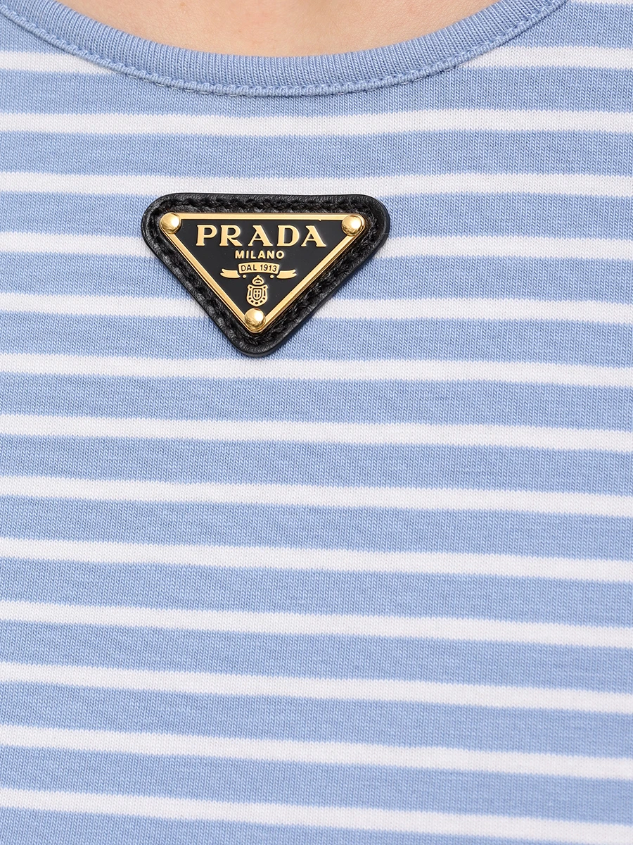 Футболка хлопковая PRADA 39578SOOO14O3 F0D9K Голубой  Фото 6