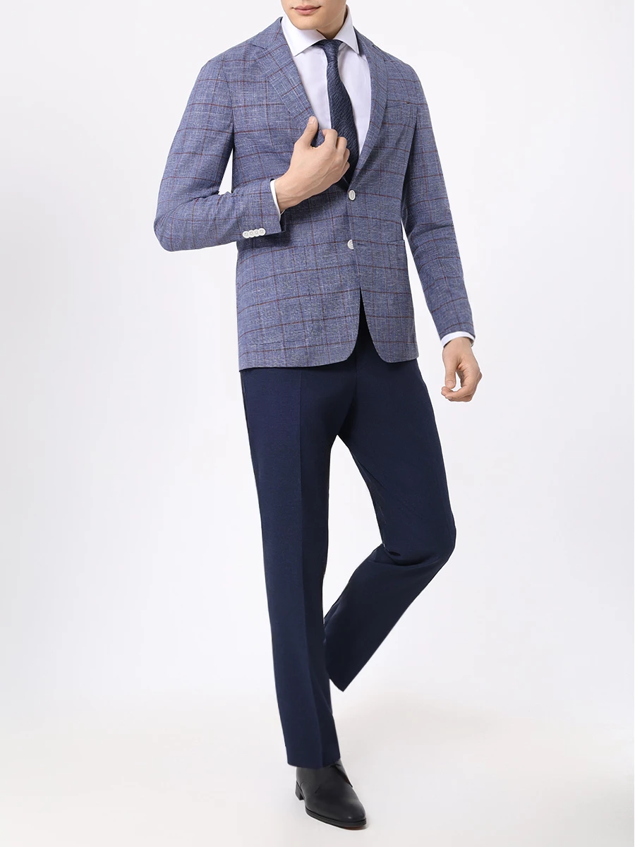 Пиджак Slim Fit из хлопка и шерсти BOSS 50517247/438 Голубой  Фото 2