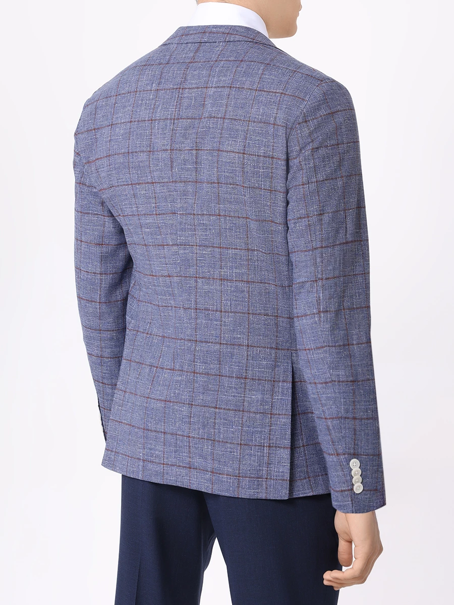 Пиджак Slim Fit из хлопка и шерсти BOSS 50517247/438 Голубой  Фото 3