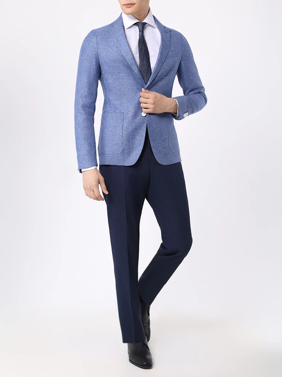 Брюки Slim Fit из шерсти и вискозы BOSS 50515096/404 Синий  Фото 2