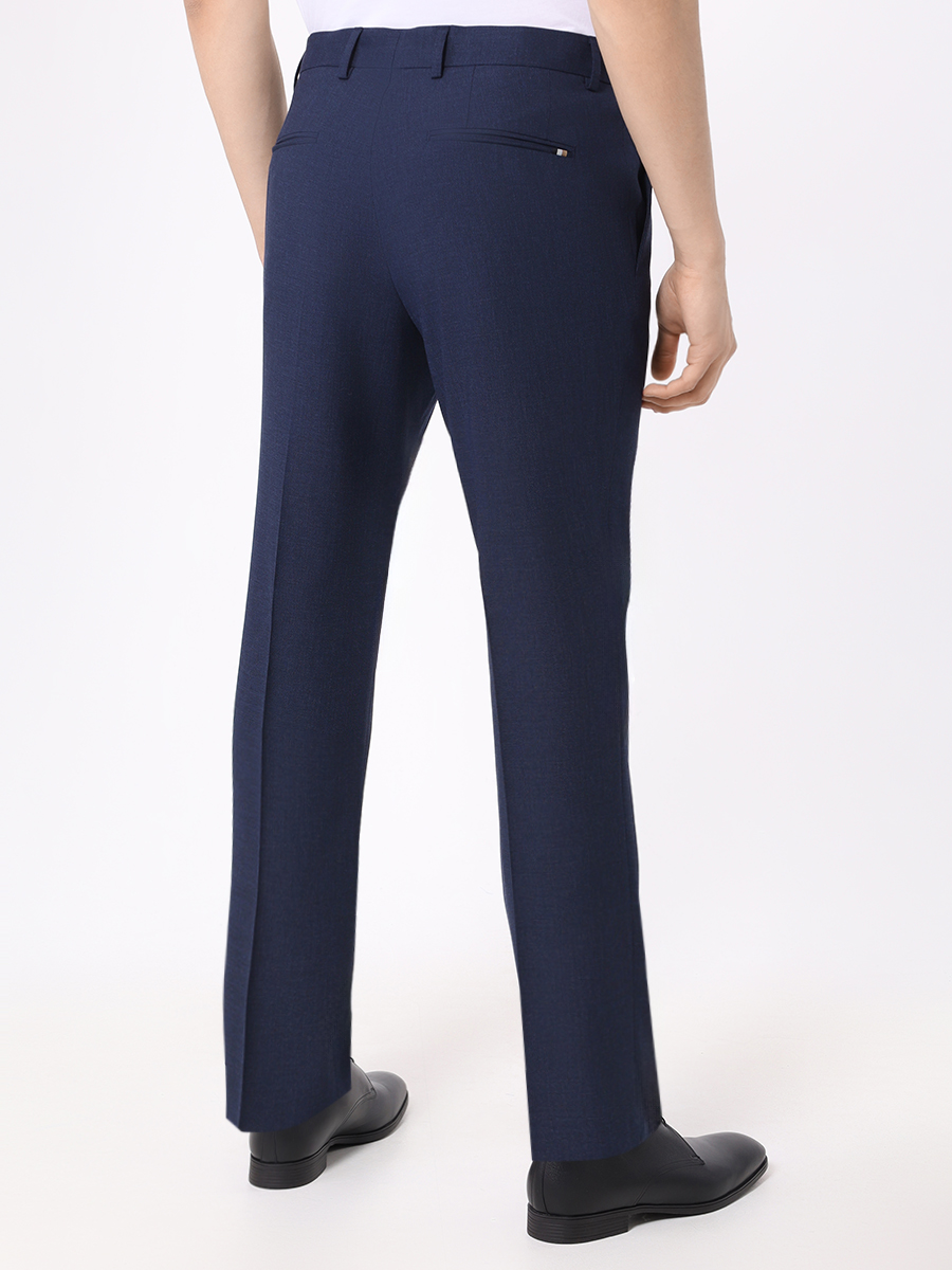 Брюки Slim Fit из шерсти и вискозы BOSS 50515096/404 Синий  Фото 3
