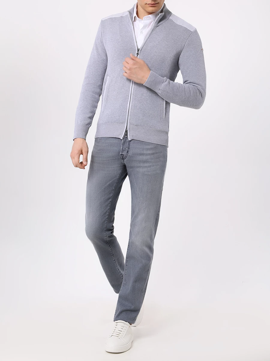 Кардиган хлопковый PAUL & SHARK 24411706/930 Серый  Фото 2