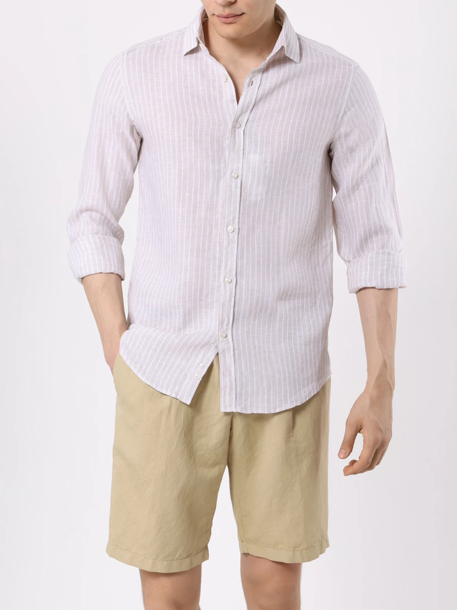 Рубашка Regular Fit льняная PAUL & SHARK 24413090CF/VA7 Бежевый  Фото 2
