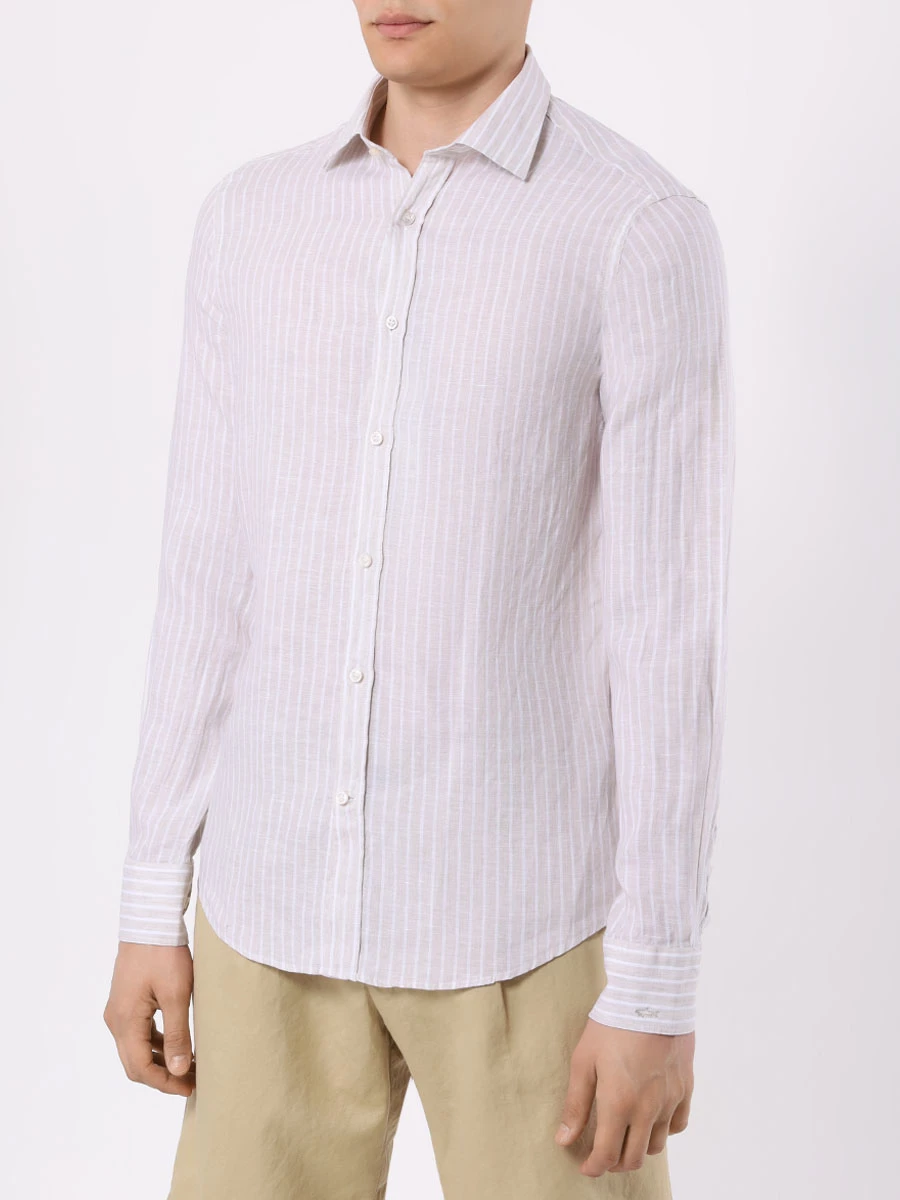 Рубашка Regular Fit льняная PAUL & SHARK 24413090CF/VA7 Бежевый  Фото 4