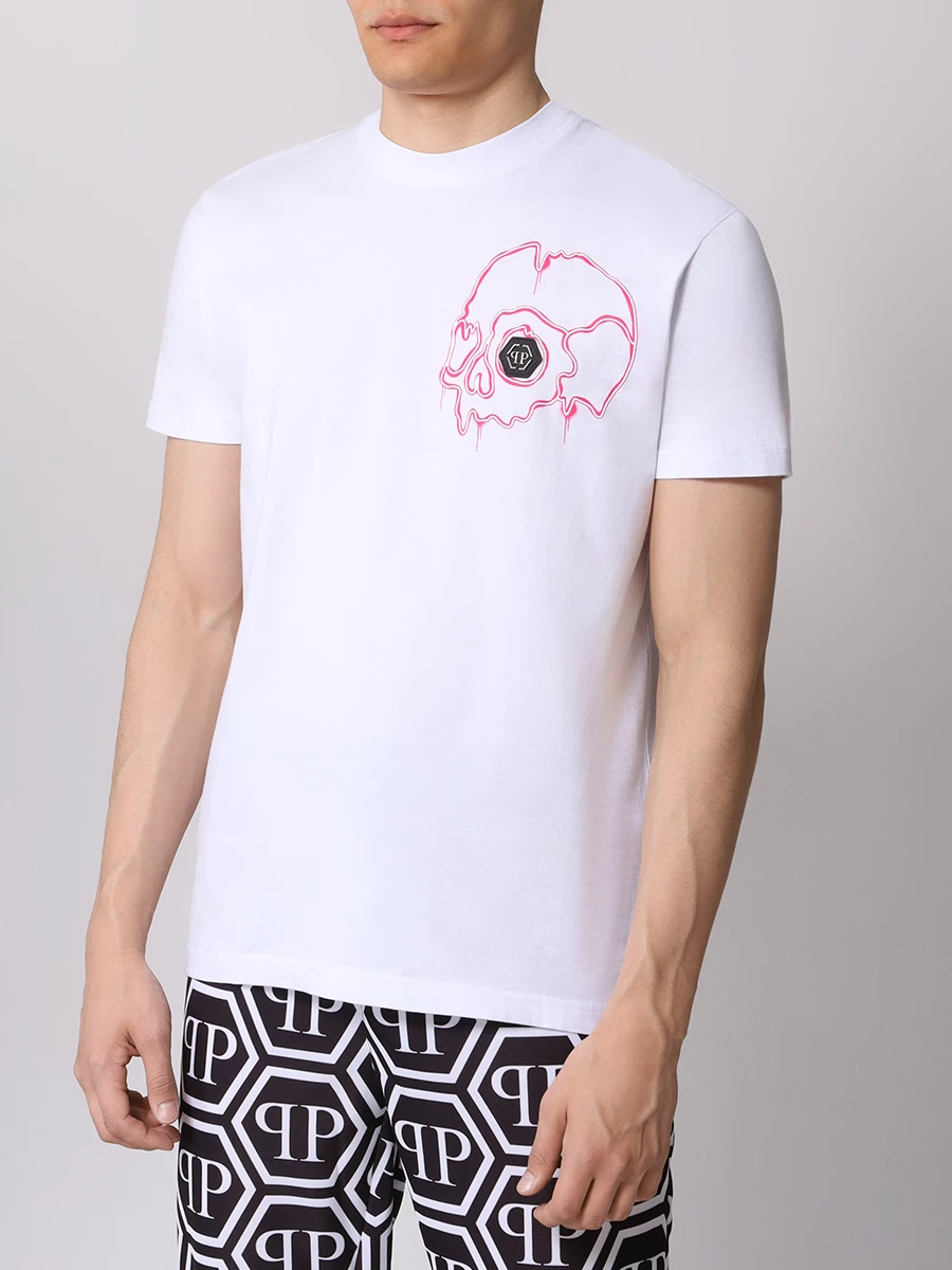 Футболка хлопковая PHILIPP PLEIN MTK7083/01 Белый  Фото 4
