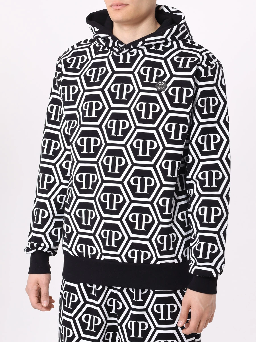 Худи хлопковое PHILIPP PLEIN MJB3276/02 Черный  Фото 4