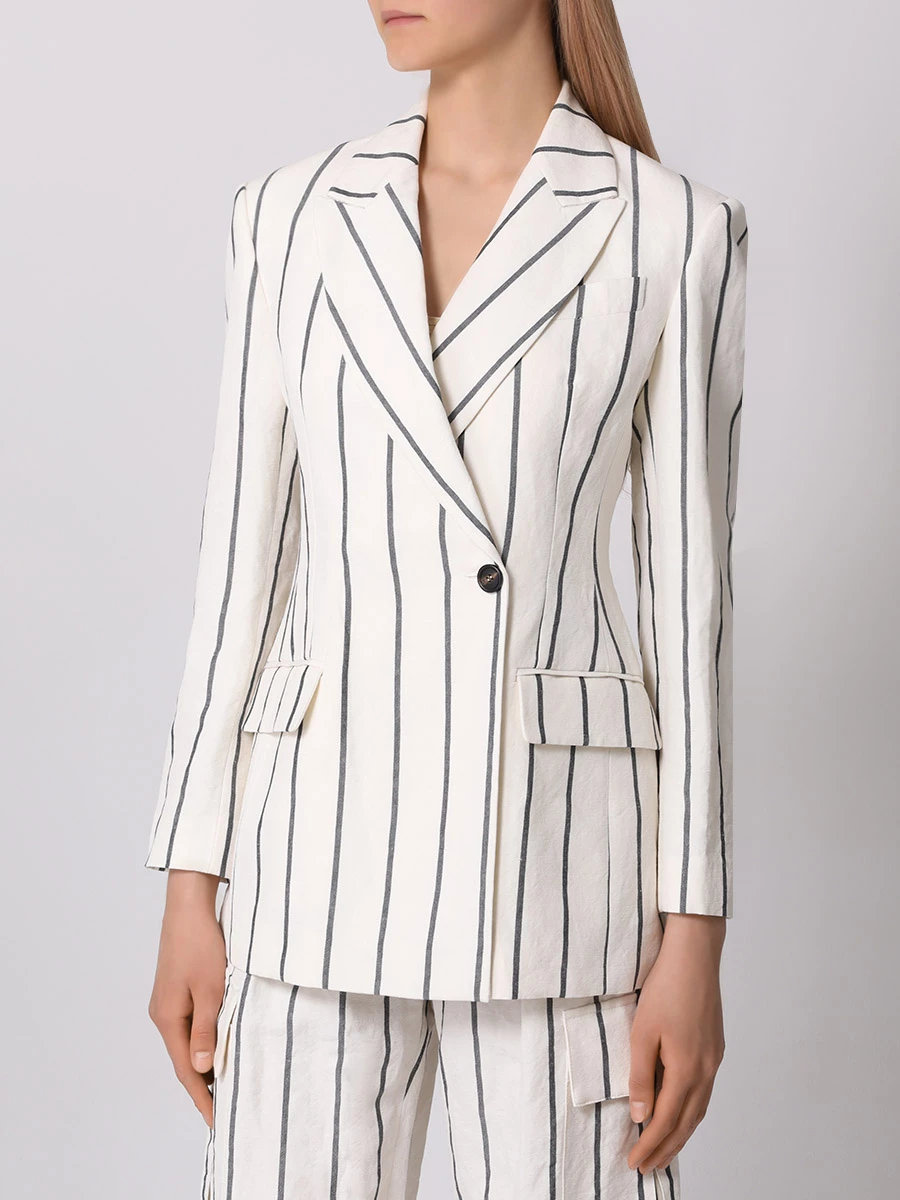 Костюм из хлопка и льна BRUNELLO CUCINELLI MH5632721/ MH563P8561 C001 Белый  Фото 4