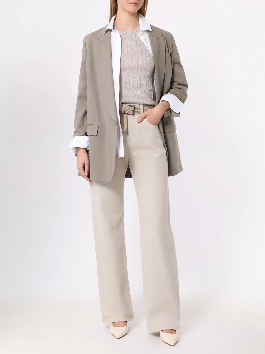 Джинсы хлопковые BRUNELLO CUCINELLI MB030P5808 C7192 Бежевый  Фото 2