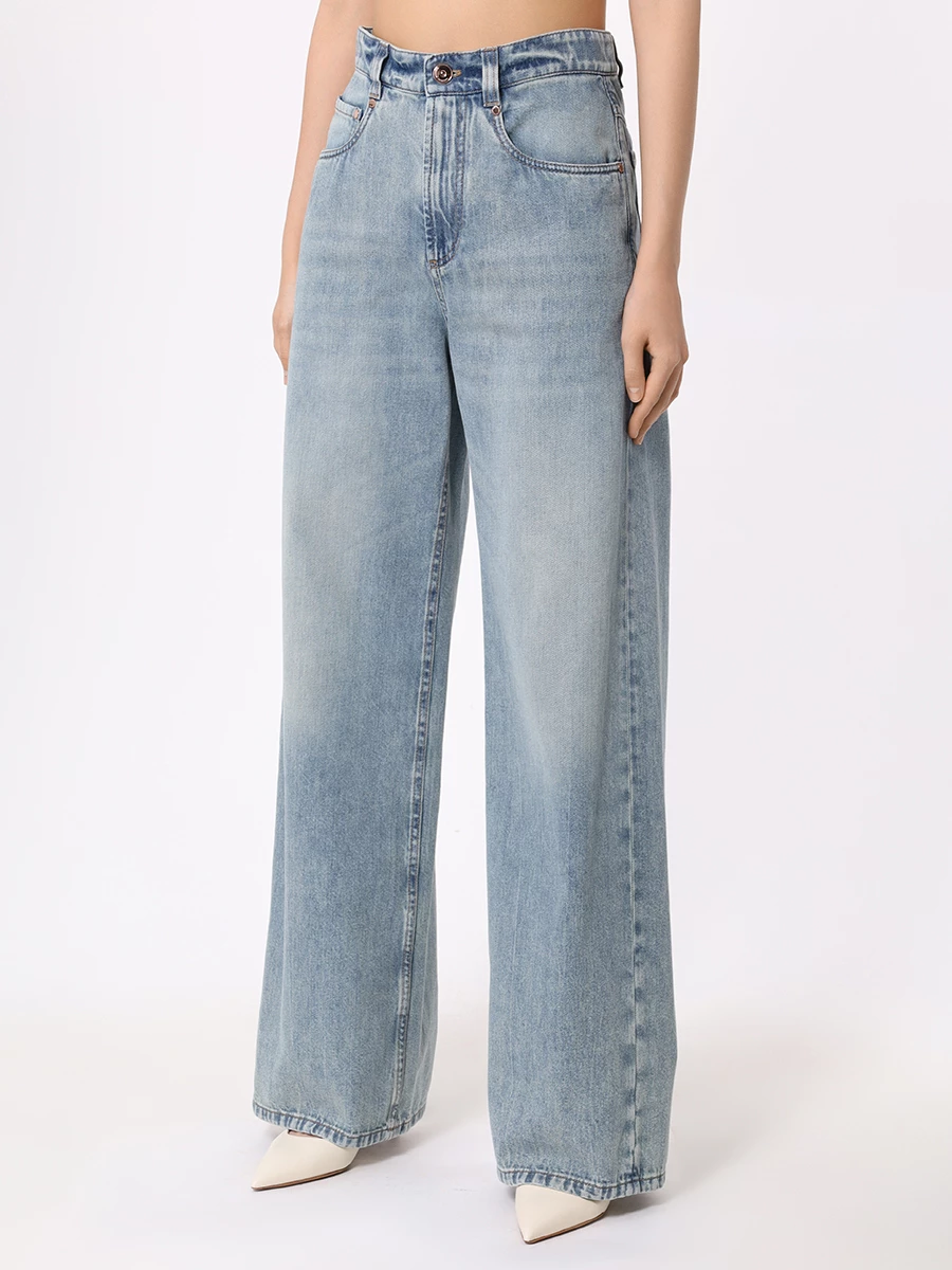 Джинсы Relaxed Fit хлопковые BRUNELLO CUCINELLI M0H72P5892 C8326 Голубой  Фото 4