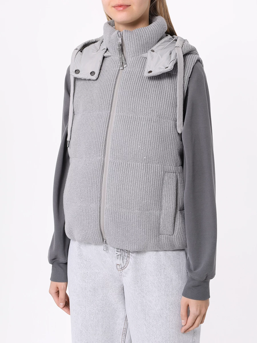 Жилет стеганый BRUNELLO CUCINELLI M0DVT2142 CQD80 Серый  Фото 4