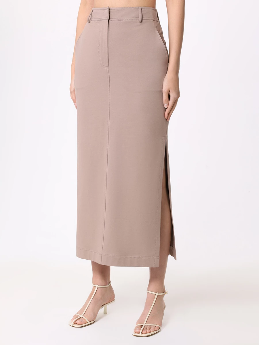 Юбка-карандаш хлопковая BRUNELLO CUCINELLI MH827EL389 C8944 Бежевый  Фото 4