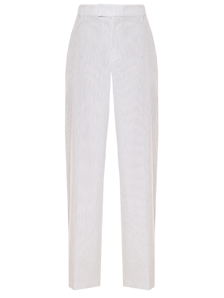 Брюки из хлопка и льна BRUNELLO CUCINELLI MH557P8493 C416 Белый 