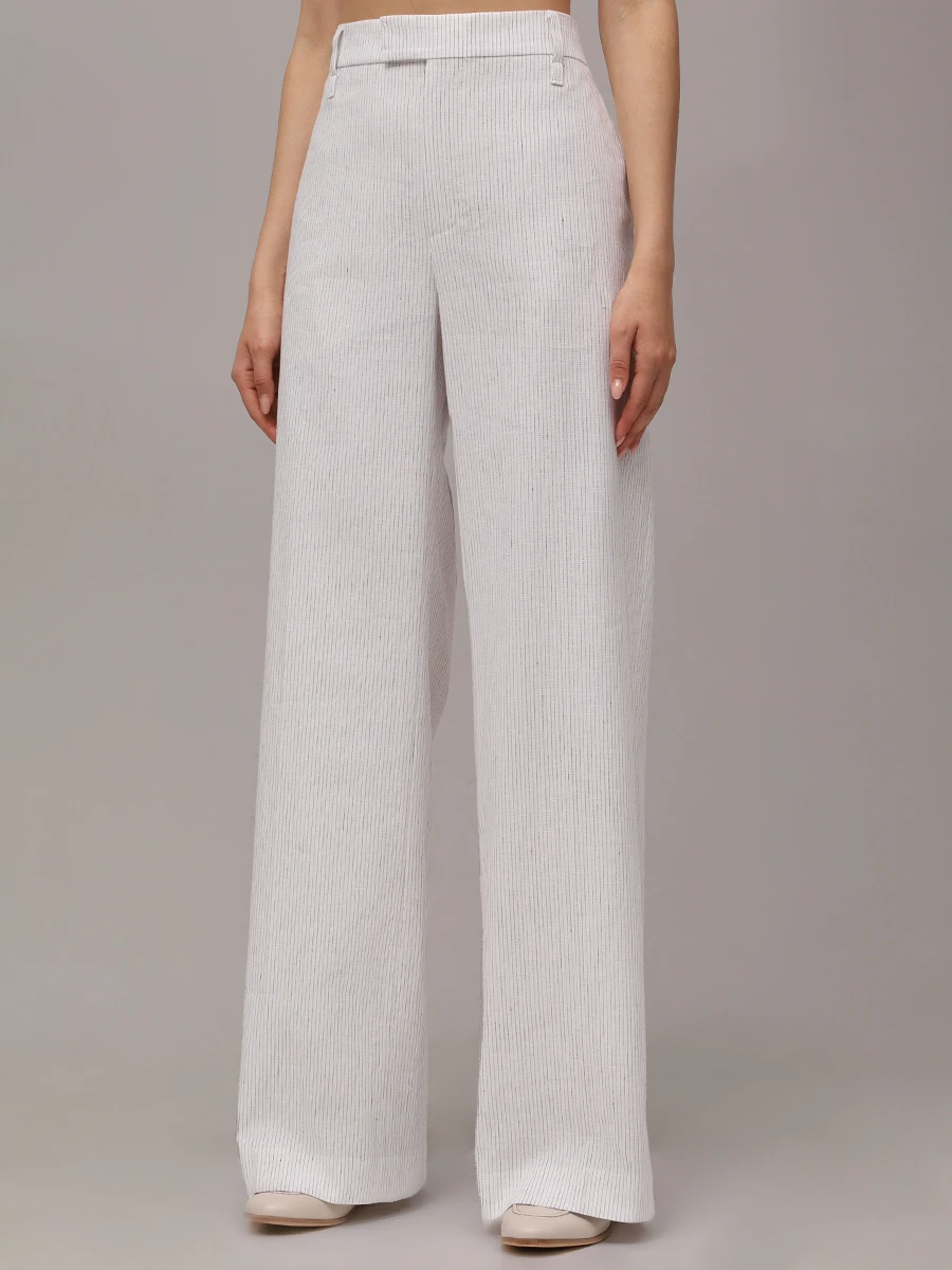 Брюки из хлопка и льна BRUNELLO CUCINELLI MH557P8493 C416 Белый  Фото 4