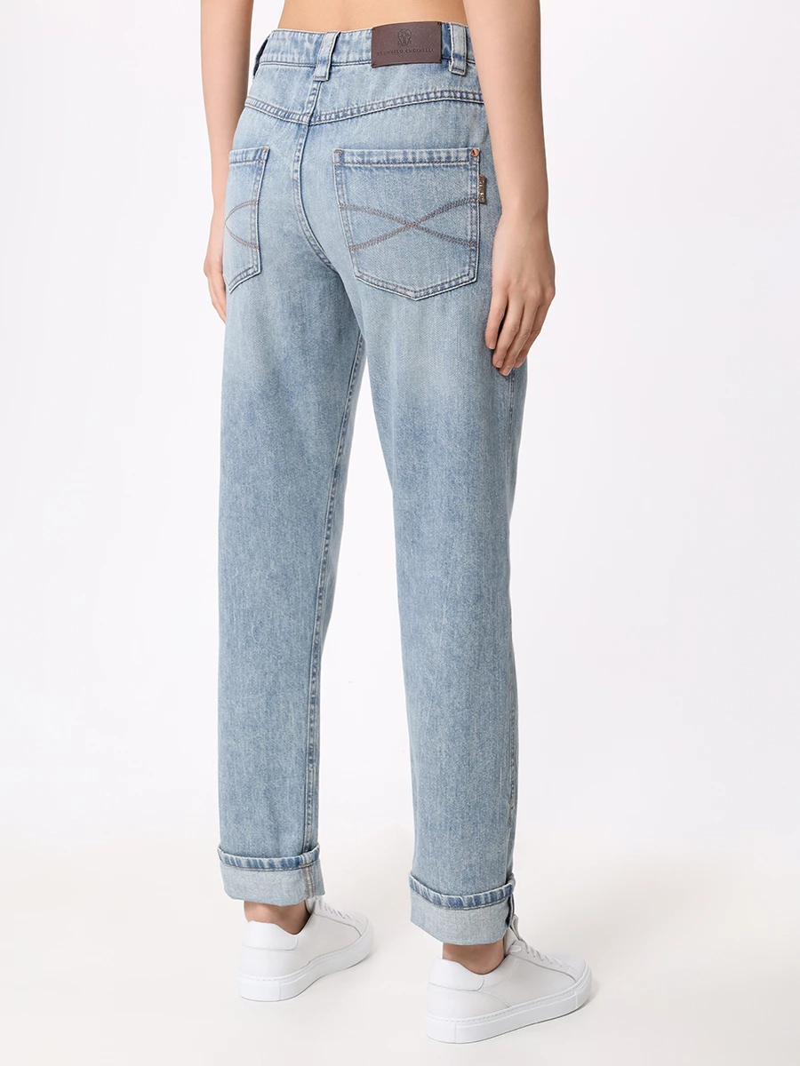 Джинсы хлопковые BRUNELLO CUCINELLI M0H72P5797 C8326 Голубой  Фото 3