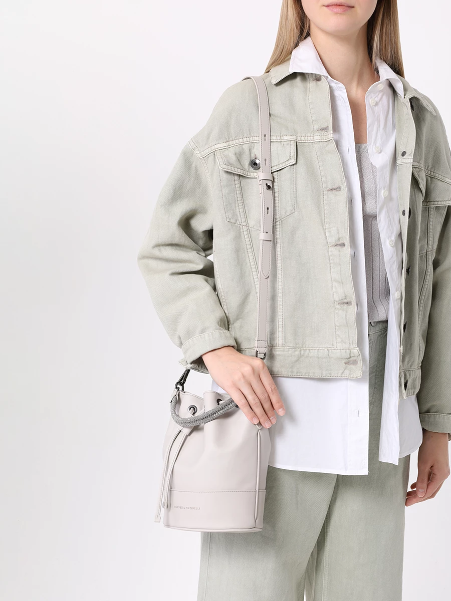 Сумка кожаная BRUNELLO CUCINELLI MBHED2580 C9593 Серый  Фото 2