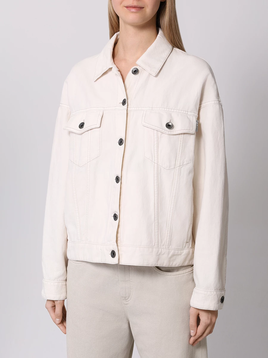 Куртка из хлопка и льна BRUNELLO CUCINELLI ML9962994 C8739 Бежевый  Фото 4