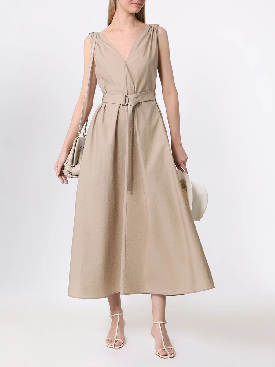 Платье из поплина BRUNELLO CUCINELLI M0F79A5092 C8967 Бежевый  Фото 2