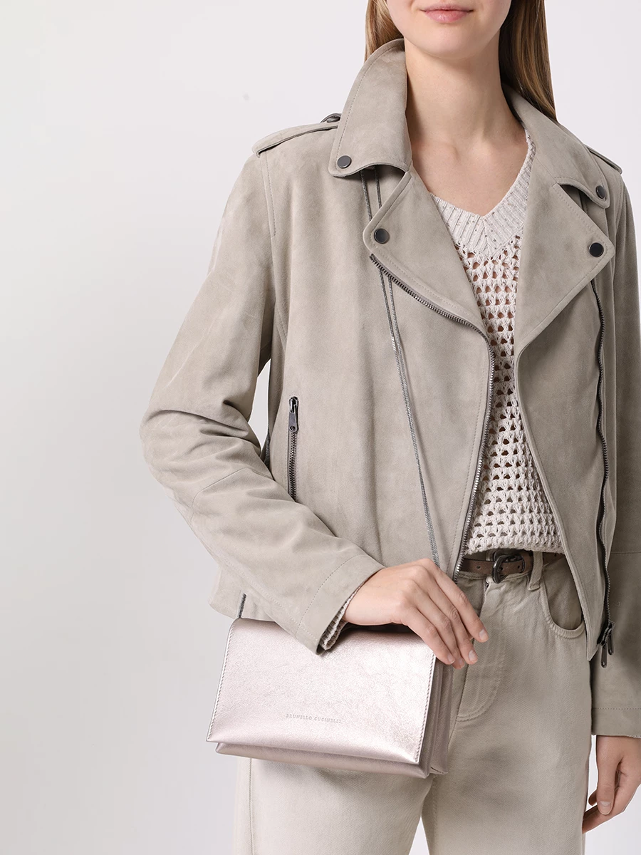 Клатч кожаный BRUNELLO CUCINELLI MBLND2505 C9104 Серебряный  Фото 2