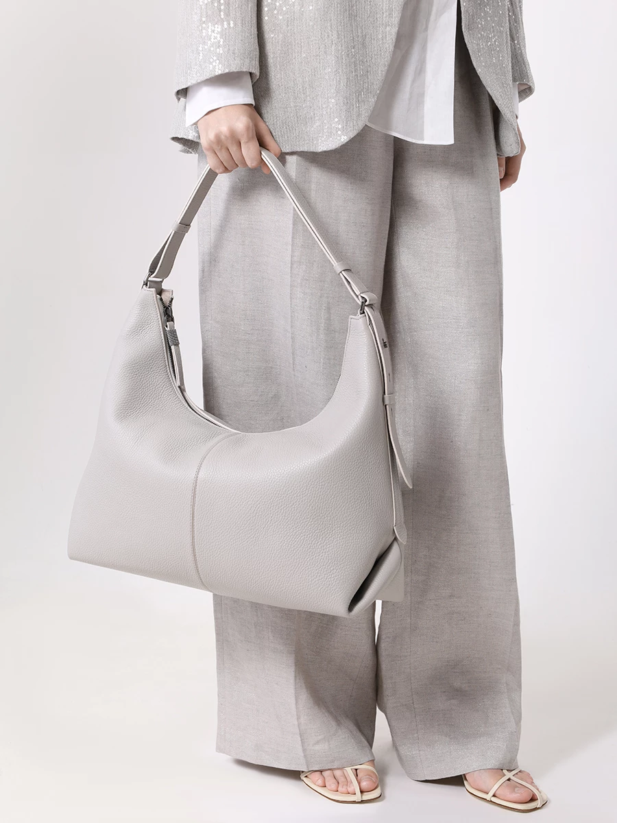 Сумка кожаная BRUNELLO CUCINELLI MBVND2557 C9593 Серый  Фото 2