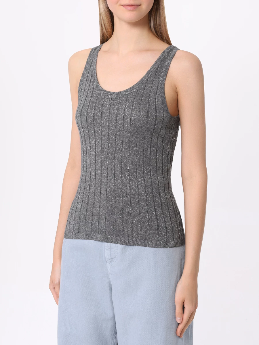 Топ шелковый BRUNELLO CUCINELLI MPZ862200 C1117 Графит Серый  Фото 4