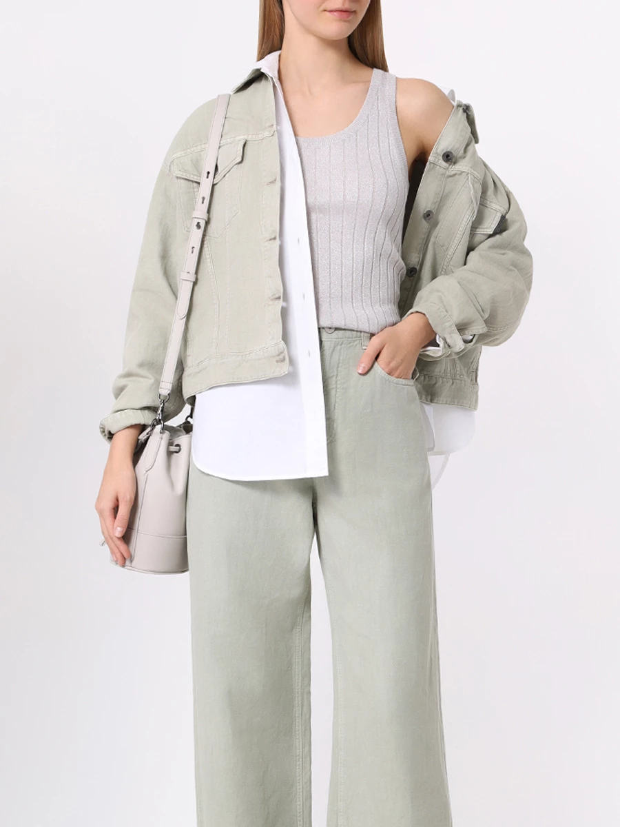 Топ шелковый BRUNELLO CUCINELLI MPZ862200 C668 Серый  Фото 2