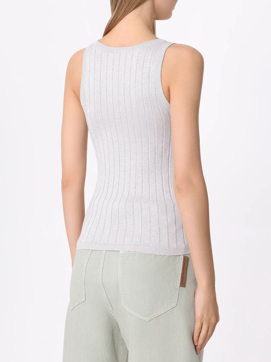 Топ шелковый BRUNELLO CUCINELLI MPZ862200 C668 Серый  Фото 3