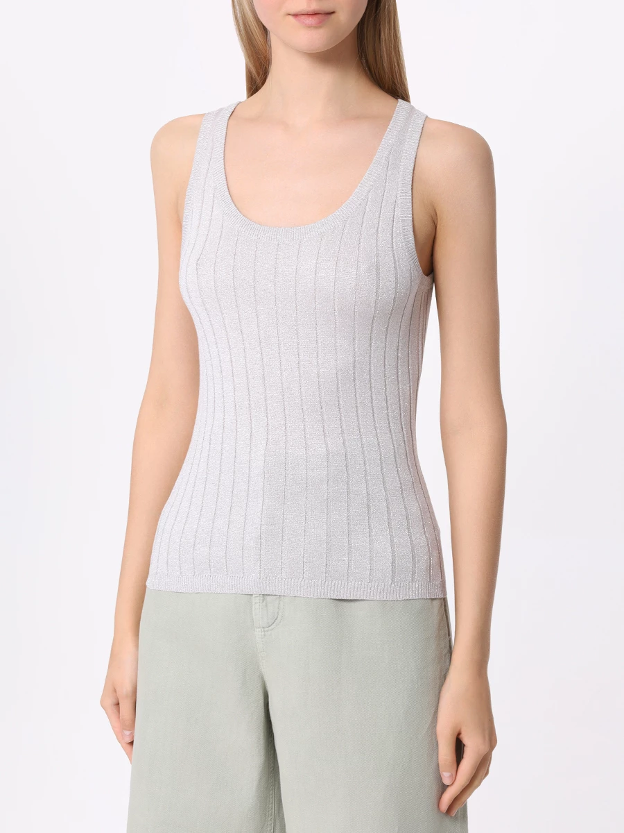 Топ шелковый BRUNELLO CUCINELLI MPZ862200 C668 Серый  Фото 4