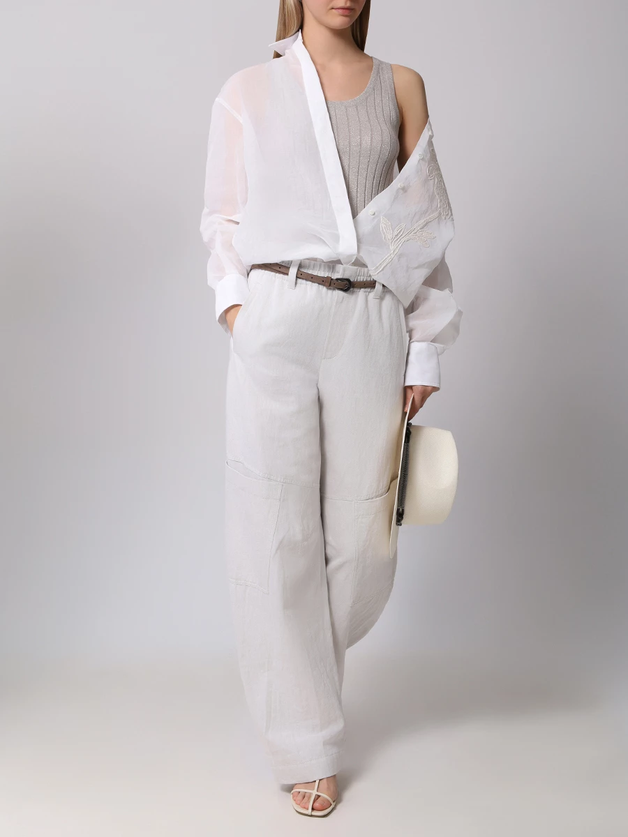 Топ шелковый BRUNELLO CUCINELLI MPZ862200 C1621 Бежевый  Фото 2