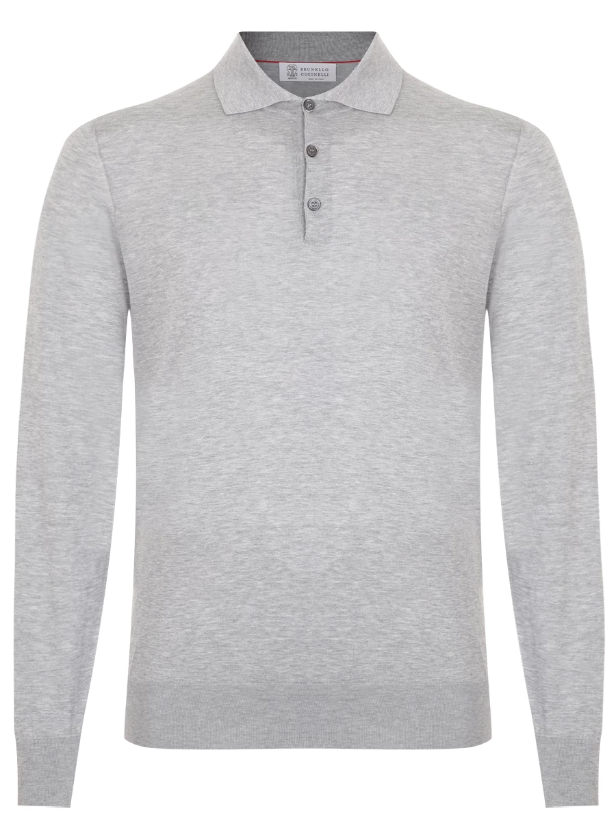 Поло хлопковое BRUNELLO CUCINELLI MSE804815 C1396 Серый 