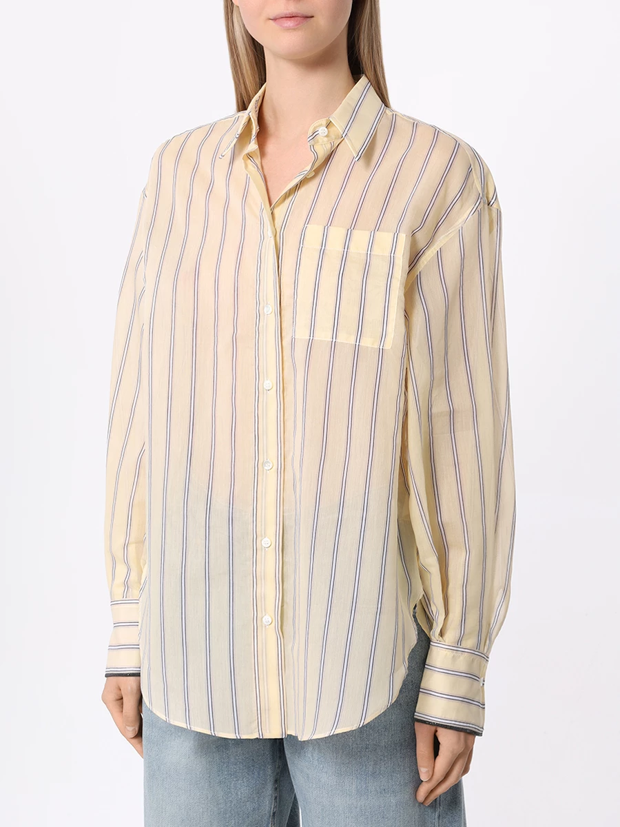 Рубашка хлопковая BRUNELLO CUCINELLI MH777MJ916 C4080 Желтый  Фото 4