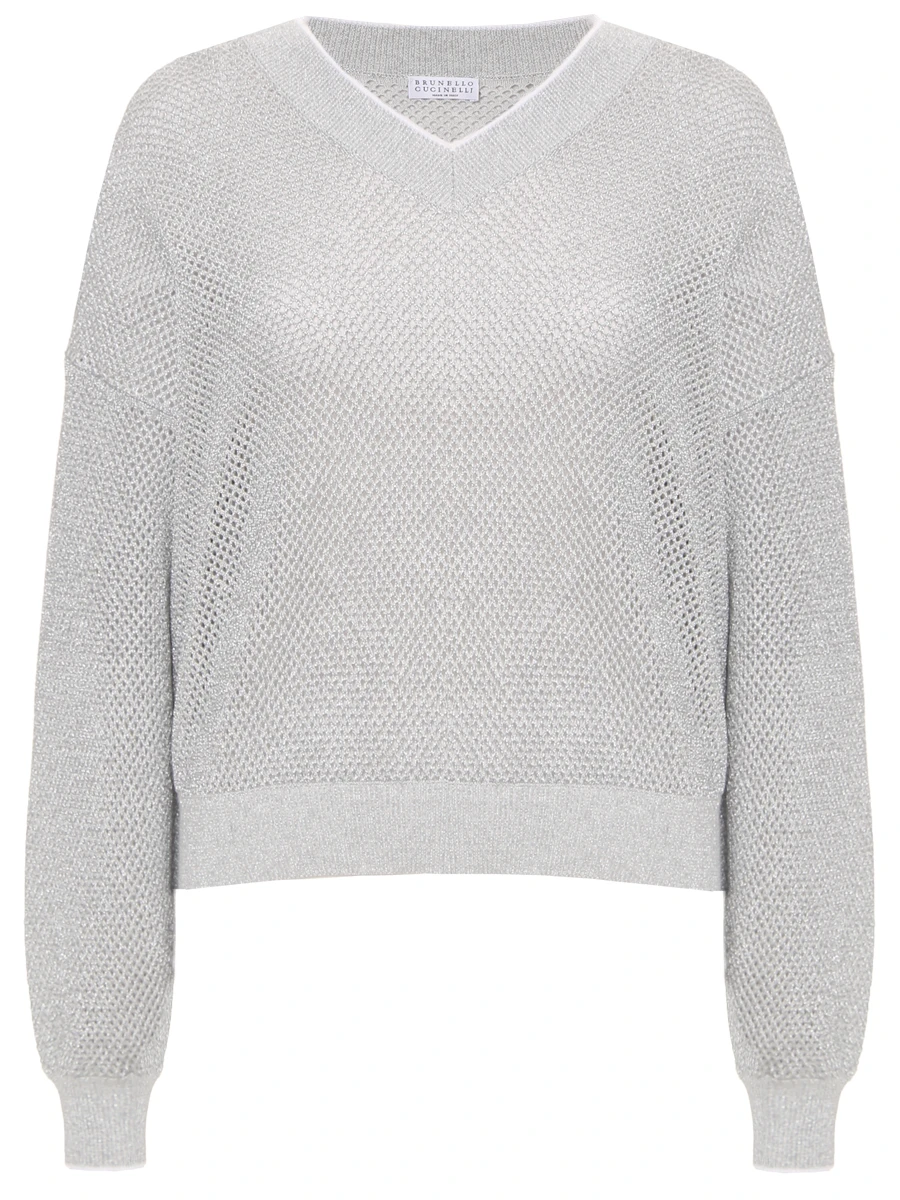 Пуловер хлопковый BRUNELLO CUCINELLI MLK123902 CGJ77 Серый 