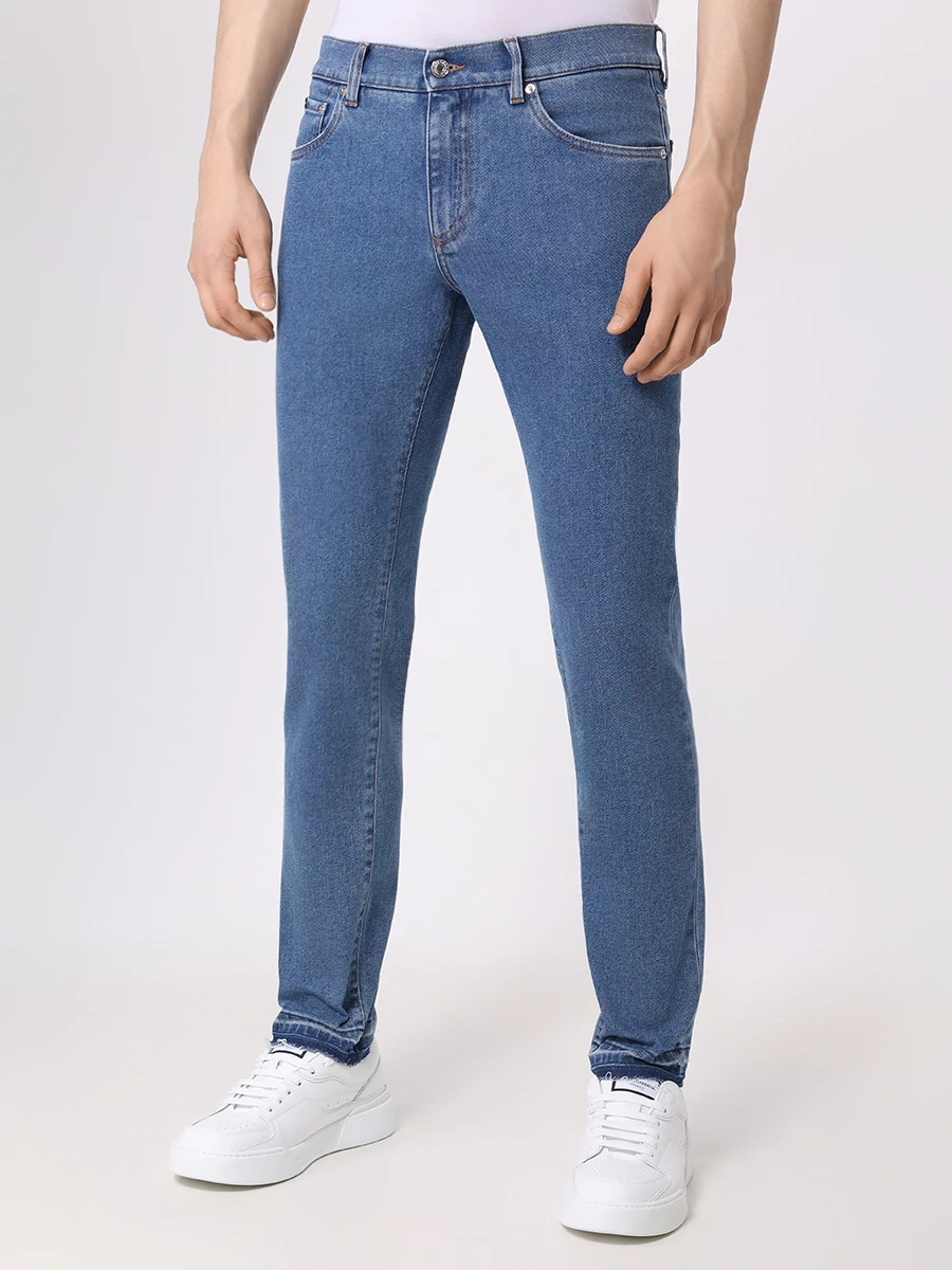 Джинсы Slim Fit хлопковые DOLCE & GABBANA GY07CD G8HN7 S9001 Голубой  Фото 4