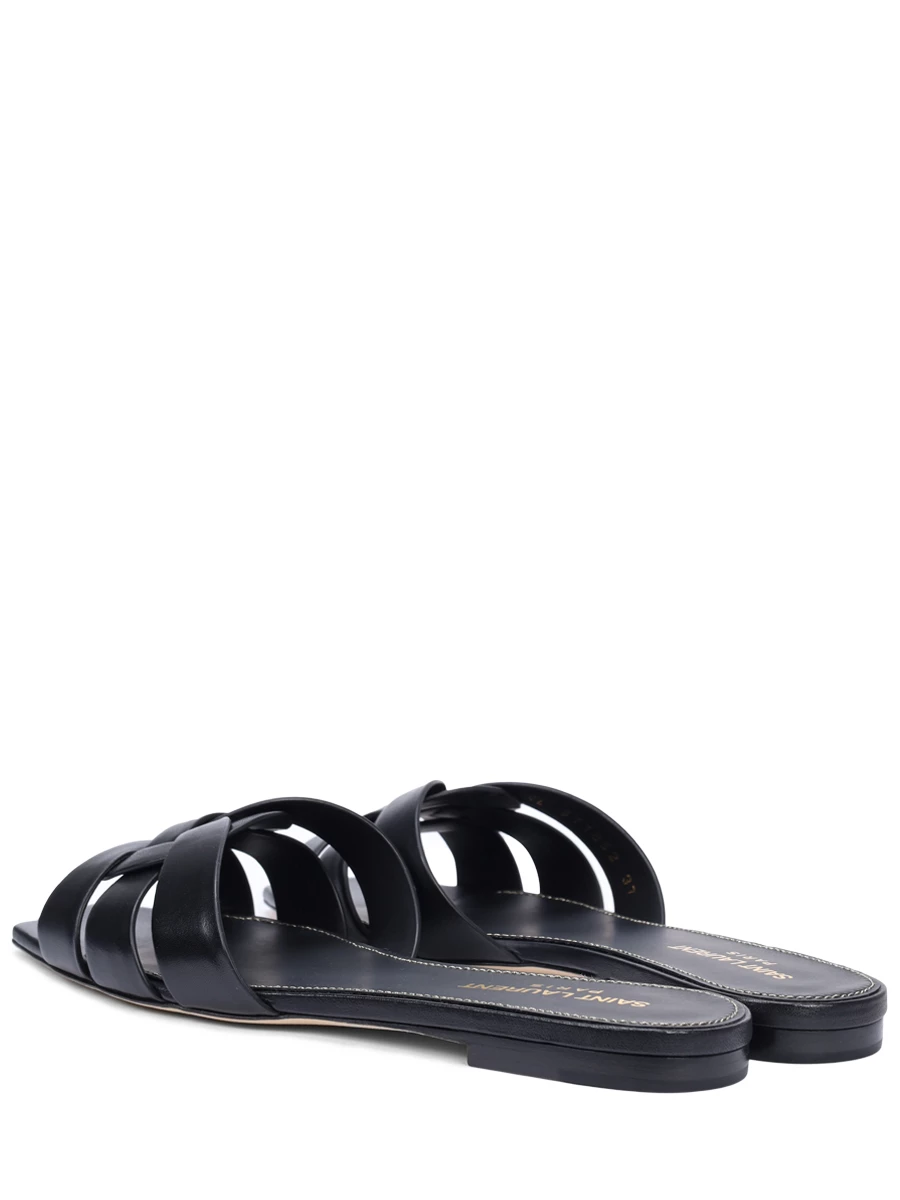 Шлепанцы кожаные Tribute SAINT LAURENT 571952BDA00 1000 Черный  Фото 4