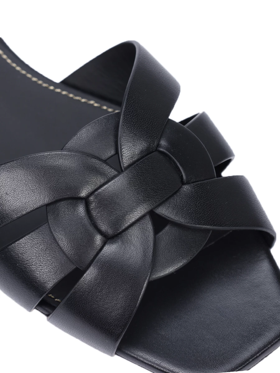 Шлепанцы кожаные Tribute SAINT LAURENT 571952BDA00 1000 Черный  Фото 5