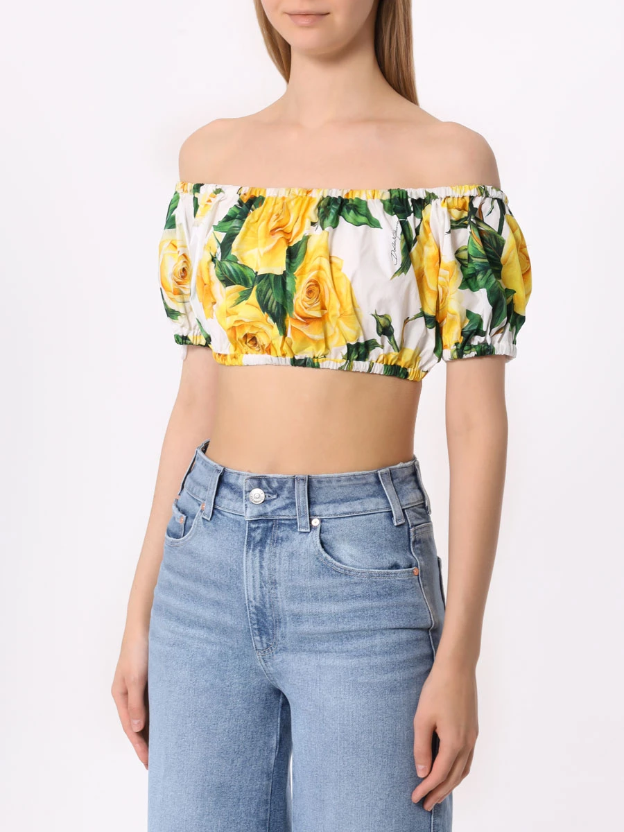 Топ хлопковый DOLCE & GABBANA F755RT HS5NK HA3VO Желтый  Фото 4