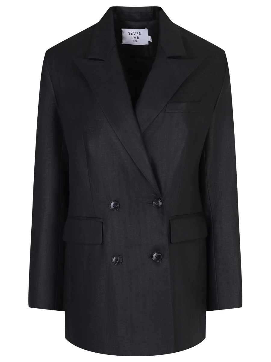 Пиджак из тенселя и льна SEVEN LAB SJO.02.900.351, размер 44, цвет черный - фото 1