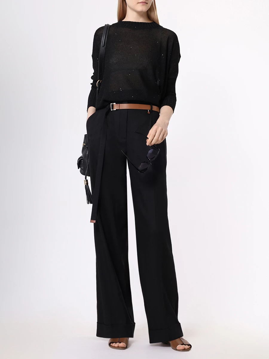 Джемпер из вискозы LORENA ANTONIAZZI E24132BM39B_2435 999 Черный  Фото 2