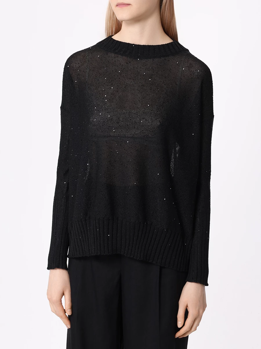 Джемпер из вискозы LORENA ANTONIAZZI E24132BM39B_2435 999 Черный  Фото 4