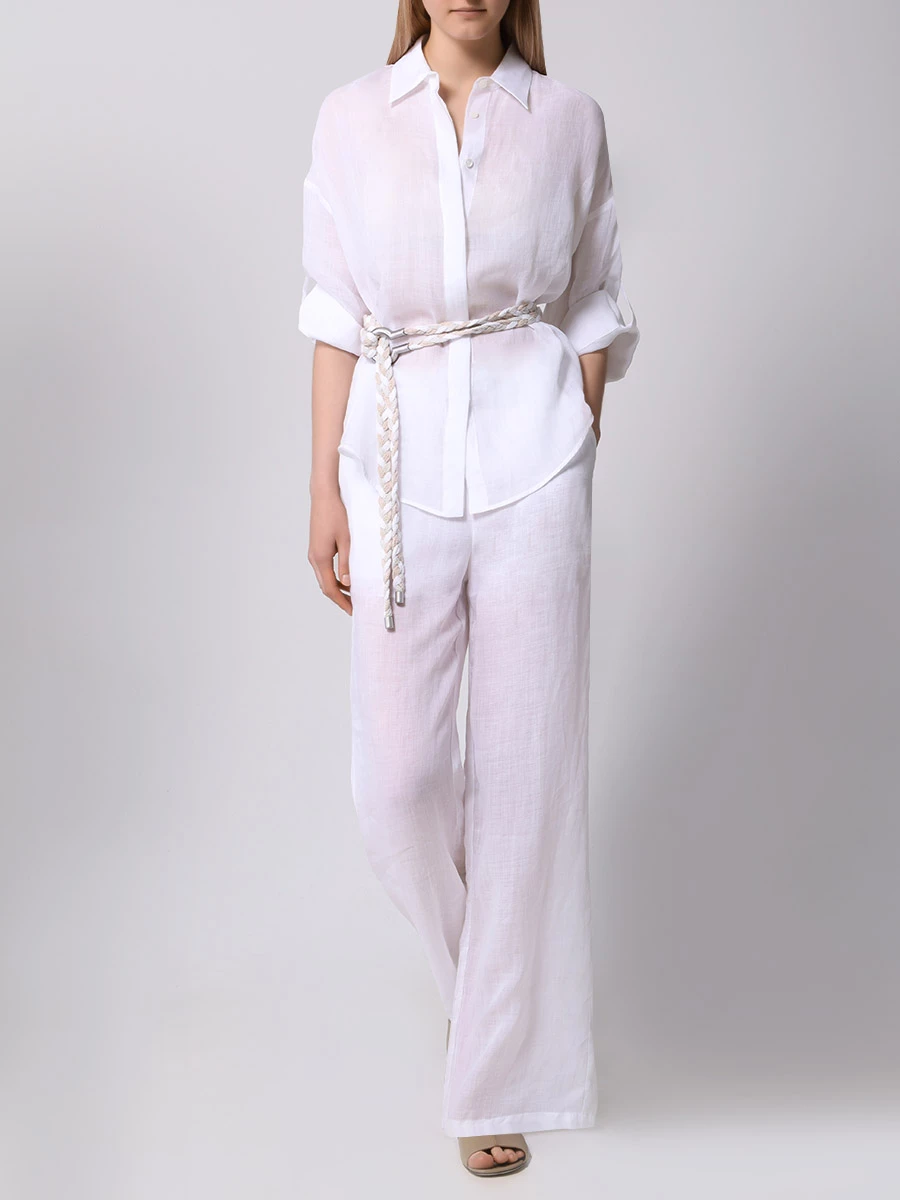 Блуза из рами LORENA ANTONIAZZI E2447CA58A_4248 100, размер 42, цвет белый - фото 2